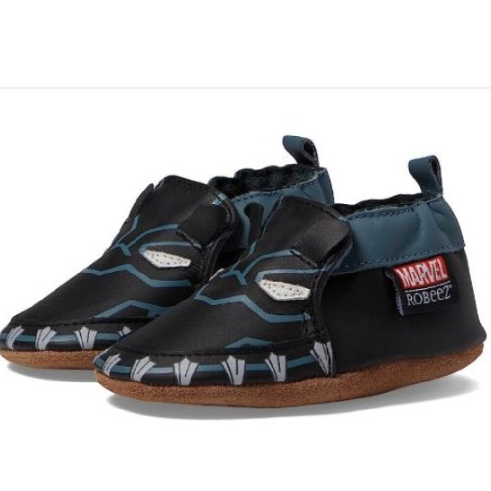 NEW IN BOX Robeez Marvel Black Panther Soft Soles Baby Shoes 0-6 Months